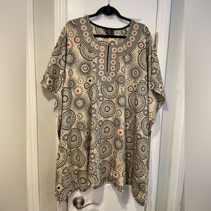 Good Times Flowy Boho Tunic Top One Size Mandala Sunburst Print Crystal Gems